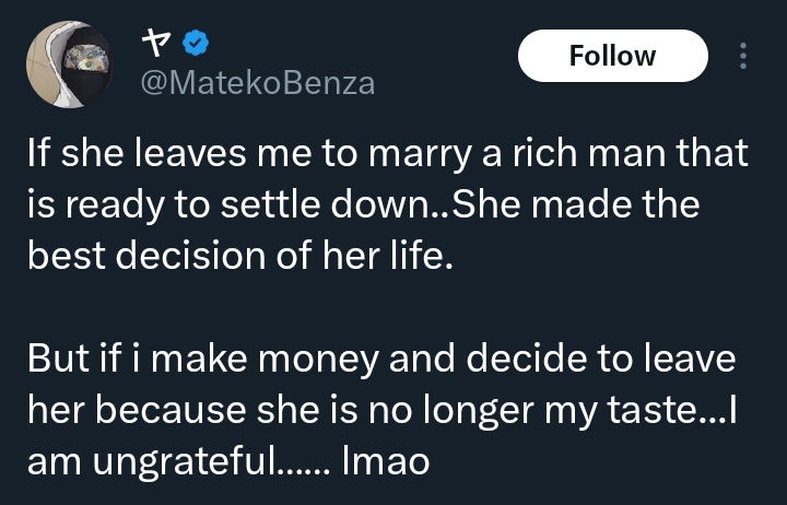 If she leaves… she made the best decision, if I leave, I’m ungrateful