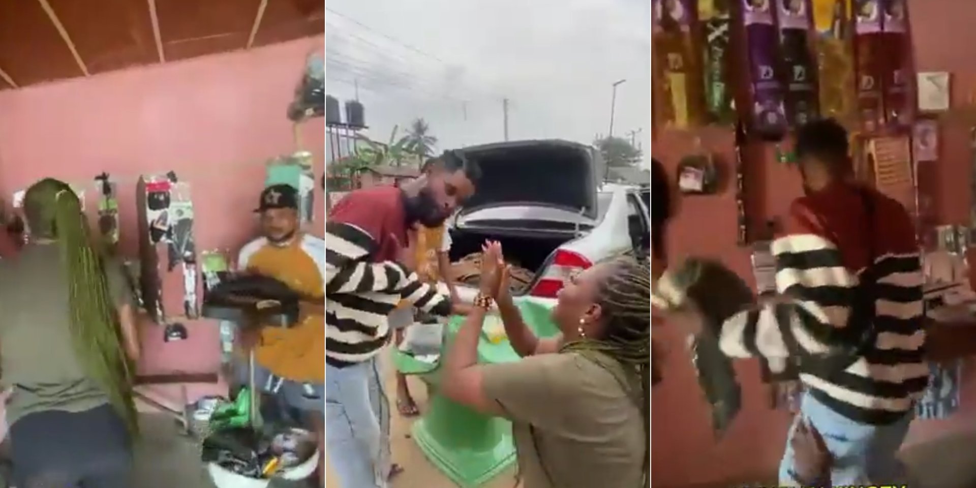 Man empties girlfriend’s salon he setup for her after she got engaged to another man