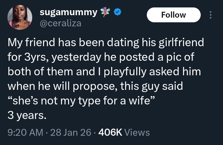 Man says after 3 years of dating