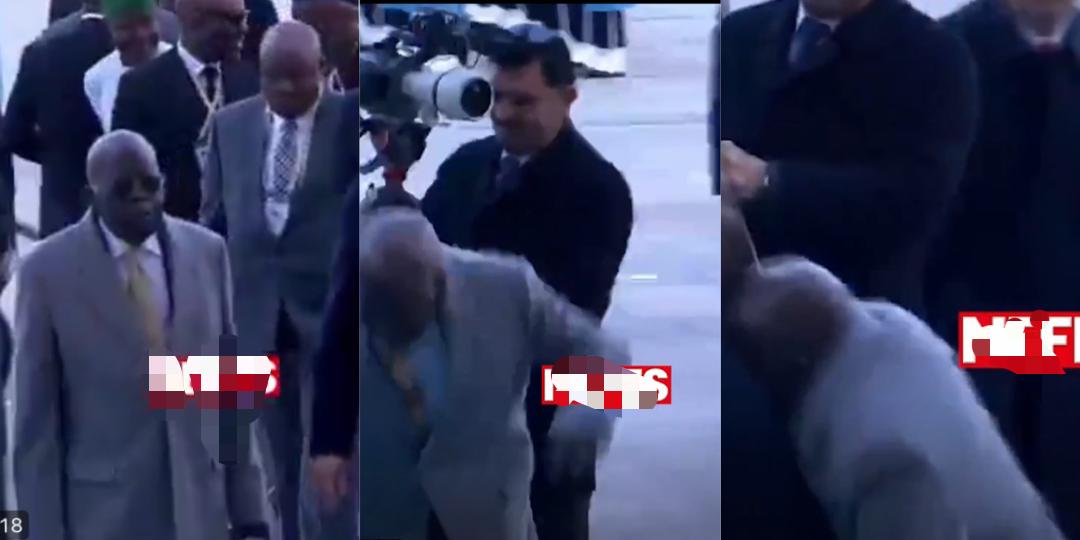 Moment Tinubu collapses during ceremonial welcome in Turkey