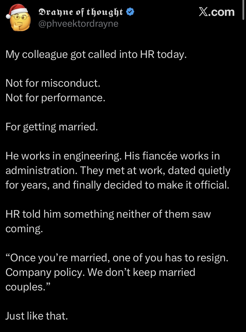 “We don’t keep married couples”